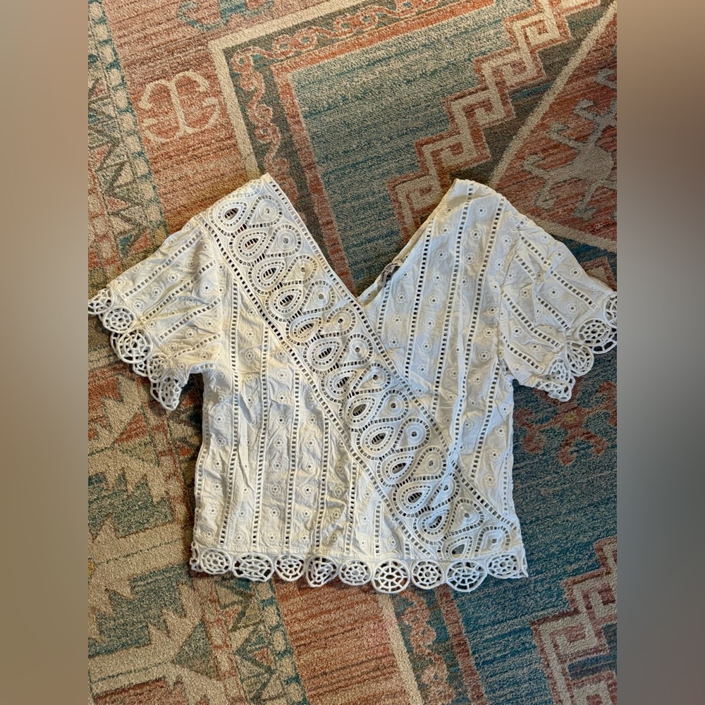 Opening Ceremony Ivory Lace V-Neck Blouse